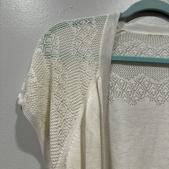 Open Front Cardigan Sweater Short Sleeve Lightweight Knit White Women sz XL - Picture 3 of 8